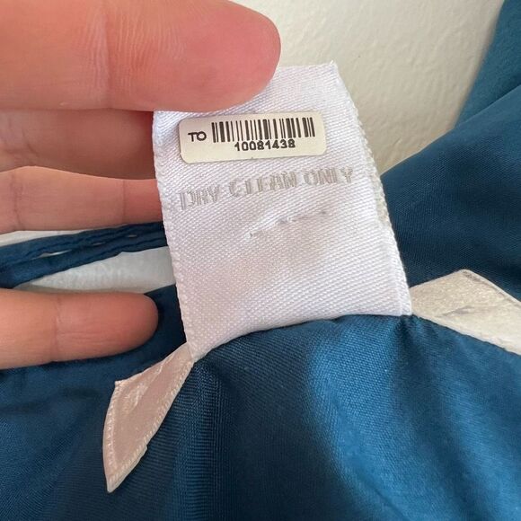 Melissa Sweet Women’s 4 100% Silk Cold Shoulder Wrap Surplice Mini Dress Blue - Picture 9 of 10